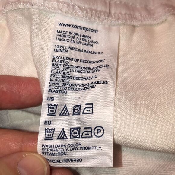 Tommy Hilfiger 10 White Linen Light Wide Leg Four Pocket Drawstring Pants - Picture 12 of 16